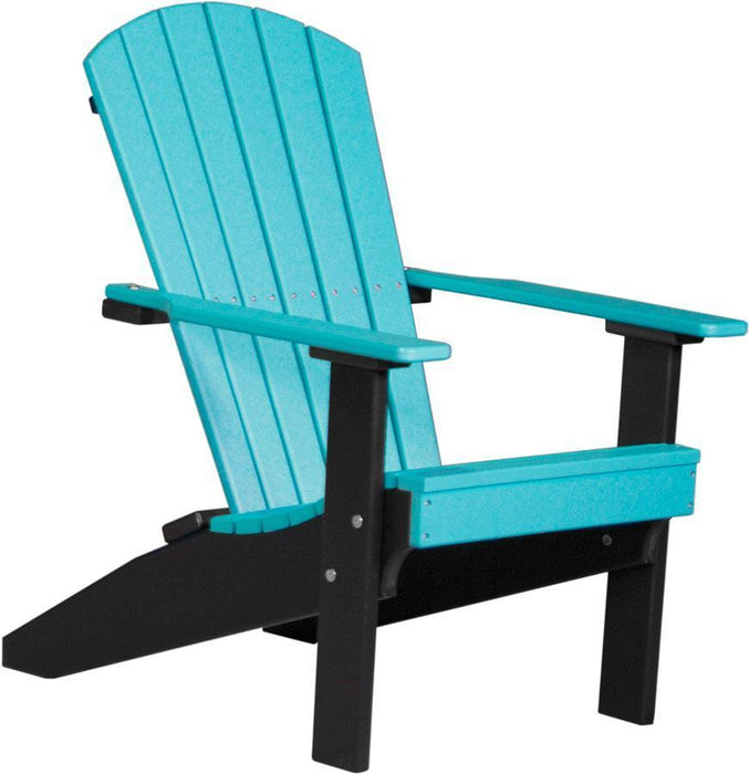 LuxCraft LuxCraft Aruba Blue Recycled Plastic Lakeside Adirondack Chair Aruba Blue on Black Adirondack Deck Chair LACABB