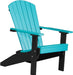 LuxCraft LuxCraft Aruba Blue Recycled Plastic Lakeside Adirondack Chair With Cup Holder Aruba Blue on Black Adirondack Deck Chair LACABB