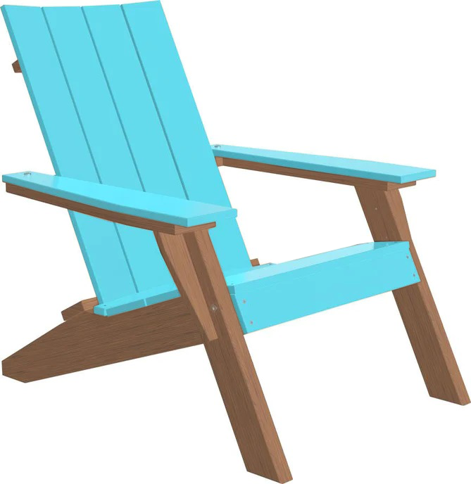 LuxCraft Luxcraft Aruba Blue urban adirondack chair Aruba Blue on Antique Mahogany Adirondack Chair