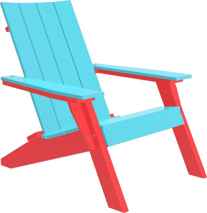 LuxCraft Luxcraft Aruba Blue urban adirondack chair with Cup Holder Aruba Blue on Red Adirondack Chair UACABR-CH