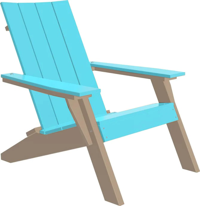 LuxCraft Luxcraft Aruba Blue urban adirondack chair with Cup Holder Aruba Blue on Weatherwood Adirondack Chair UACABWE-CH