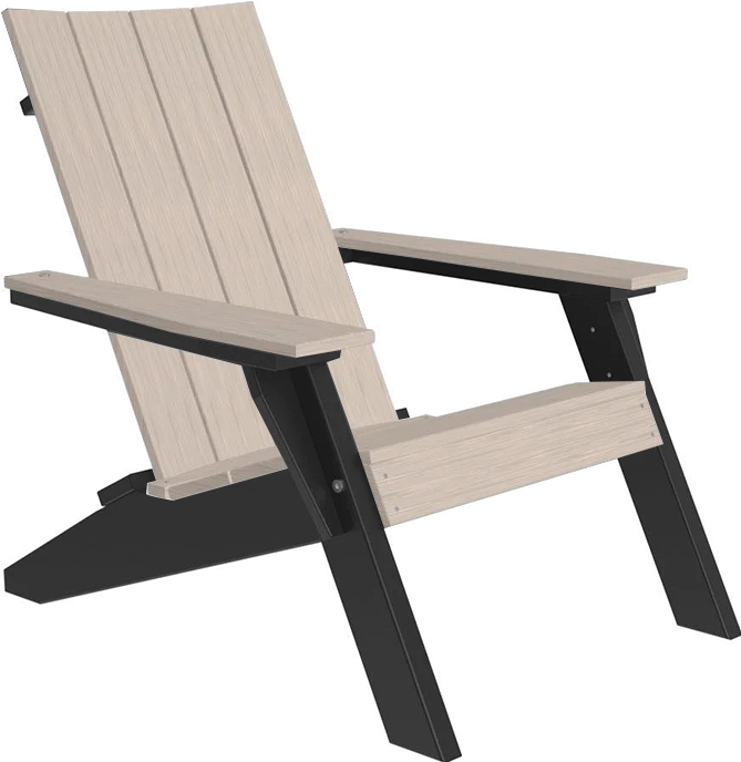 LuxCraft Luxcraft Birch Urban Adirondack Chair With Cup Holder Birch on Black Adirondack Deck Chair UACBIB