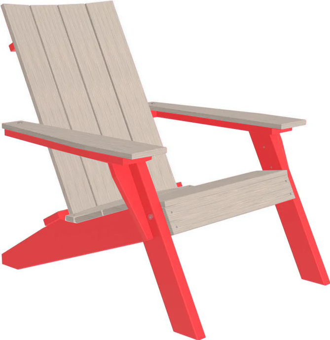 LuxCraft Luxcraft Birch Urban Adirondack Chair With Cup Holder Birch on Red Adirondack Deck Chair UACBIR