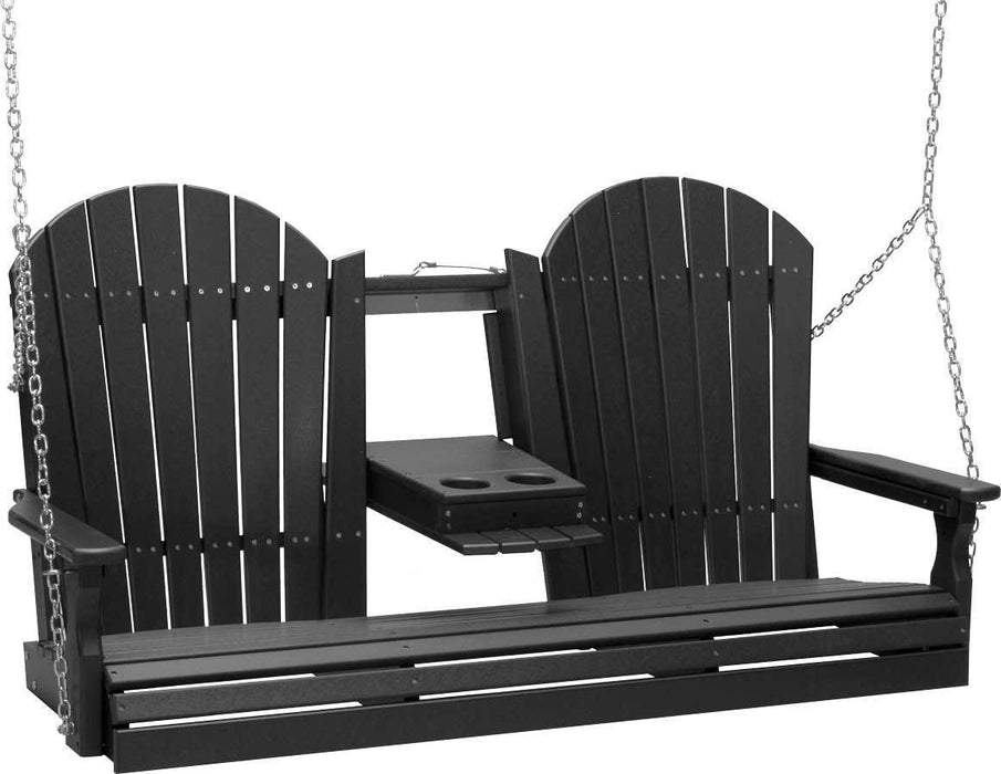 LuxCraft LuxCraft Black Adirondack 5ft. Recycled Plastic Porch Swing Black / Adirondack Porch Swing Porch Swing 5APSBK