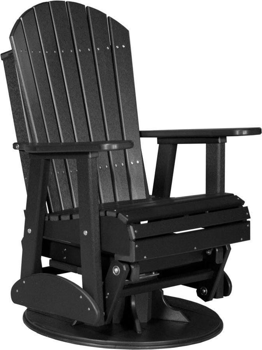 LuxCraft Luxcraft Black Adirondack Recycled Plastic Swivel Glider Chair Black Glider Chair 2ARSB