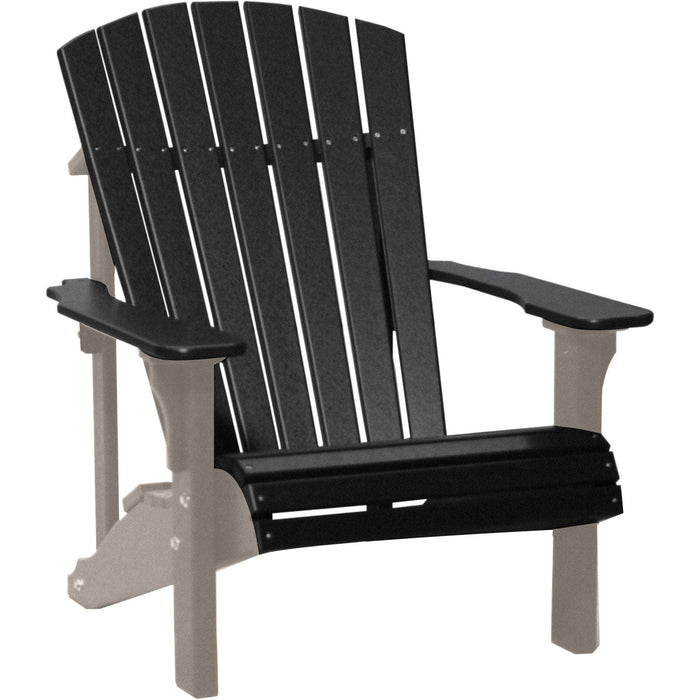 LuxCraft LuxCraft Black Deluxe Recycled Plastic Adirondack Chair With Cup Holder Black Adirondack Deck Chair PDACBK