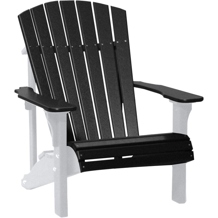 LuxCraft LuxCraft Black Deluxe Recycled Plastic Adirondack Chair With Cup Holder Black Adirondack Deck Chair PDACBK