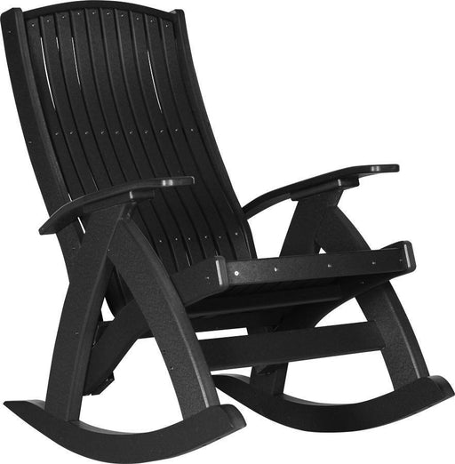 LuxCraft LuxCraft Black Recycled Plastic Comfort Porch Rocking Chair Black Rocking Chair PCRBK