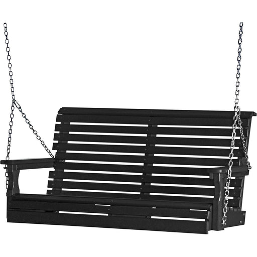 LuxCraft LuxCraft Black Rollback 4ft. Recycled Plastic Porch Swing Black Porch Swing 4PPSBK