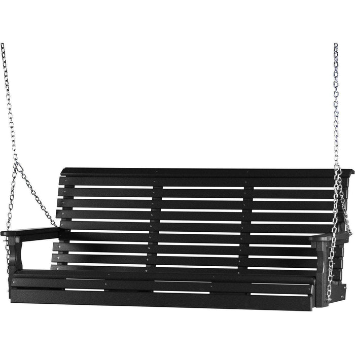 LuxCraft LuxCraft Black Rollback 5ft. Recycled Plastic Porch Swing Black Porch Swing 5PPSBK