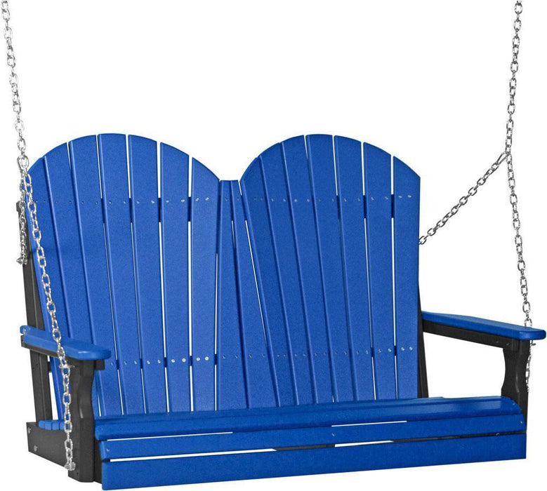 LuxCraft LuxCraft Blue Adirondack 4ft. Recycled Plastic Porch Swing Blue on Black / Adirondack Porch Swing Porch Swing 4APSBB