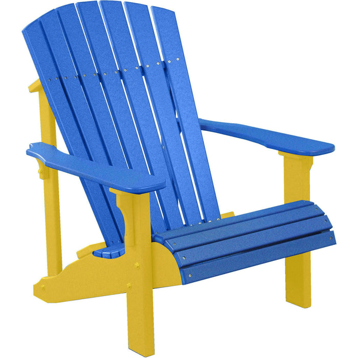 LuxCraft LuxCraft Blue Deluxe Recycled Plastic Adirondack Chair With Cup Holder Adirondack Deck Chair