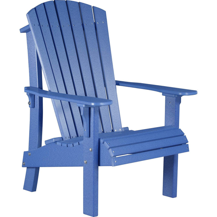 LuxCraft LuxCraft Blue Royal Recycled Plastic Adirondack Chair With Cup Holder Blue Adirondack Deck Chair RACB