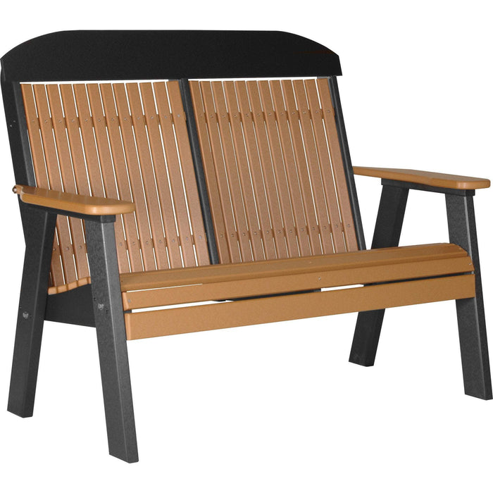 LuxCraft LuxCraft Cedar 4' Classic Highback Recycled Plastic Bench Cedar on Black Bench 4CPBCB