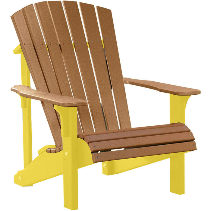 LuxCraft LuxCraft Cedar Deluxe Recycled Plastic Adirondack Chair Cedar On Black Adirondack Deck Chair PDACCB