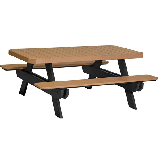 LuxCraft LuxCraft Cedar Recycled Plastic 6' Rectangular Picnic Table Cedar On Black Tables P6RPTCB