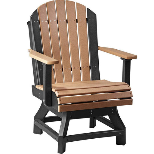 LuxCraft LuxCraft Cedar Recycled Plastic Adirondack Swivel Chair Cedar On Black / Bar Chair Adirondack Chair PASCBCB