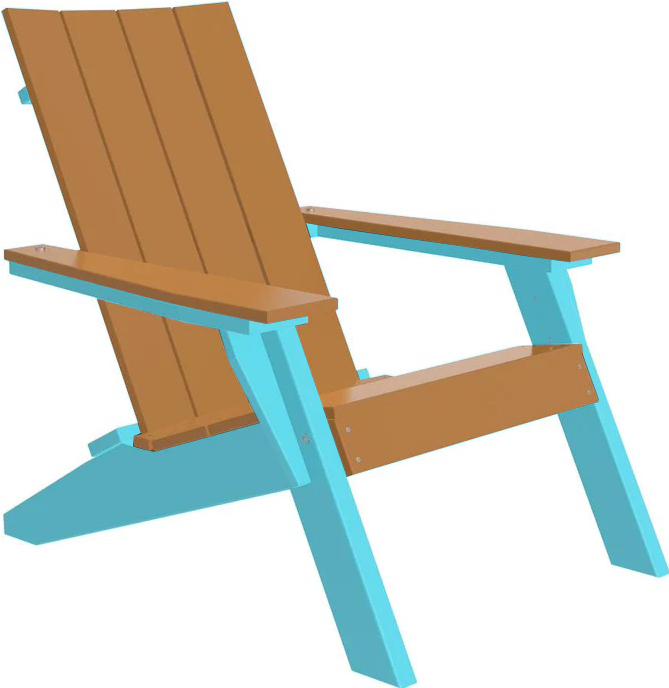 LuxCraft Luxcraft Cedar Urban Adirondack Chair Cedar on Aruba Blue Adirondack Deck Chair