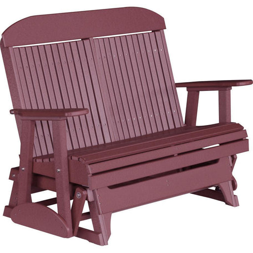 LuxCraft LuxCraft Cherry 4 ft. Recycled Plastic Highback Outdoor Glider Bench Cherry Highback Glider 4CPGC