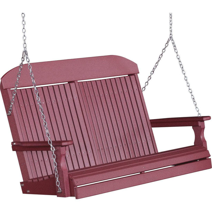 LuxCraft LuxCraft Cherry Classic Highback 4ft. Recycled Plastic Porch Swing Cherry Porch Swing 4CPSC