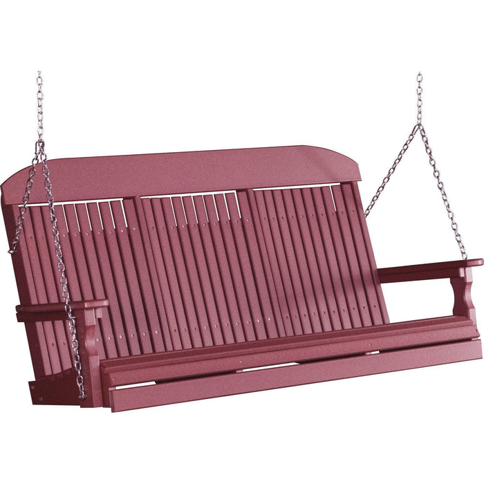 LuxCraft LuxCraft Cherry Classic Highback 5ft. Recycled Plastic Porch Swing With Cup Holder Cherry / Classic Porch Swing Porch Swing 5CPSC