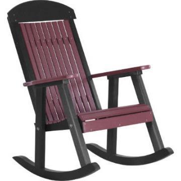 LuxCraft LuxCraft Cherry Classic Traditional Recycled Plastic Porch Rocking Chair (2 Chairs) Cherry Rocking Chair PPRC