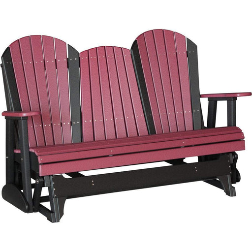 LuxCraft LuxCraft Cherry wood 5 ft. Recycled Plastic Adirondack Outdoor Glider Cherry wood On Black Adirondack Glider 5APGCWB