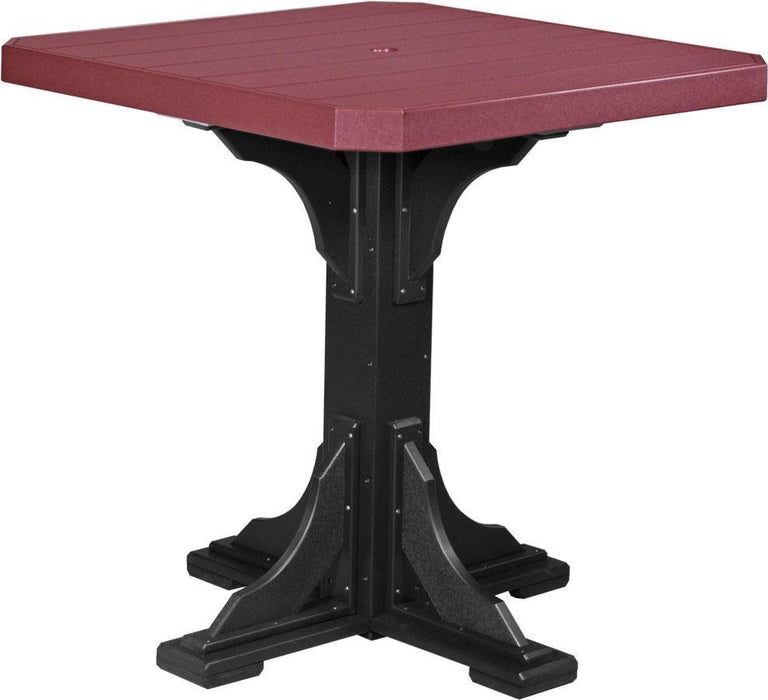 LuxCraft LuxCraft Cherry wood Recycled Plastic 41" Square Table With Cup Holder Cherry wood On Black / Bar Tables P41STBCWB