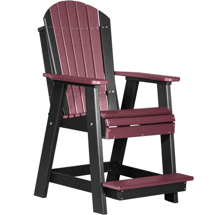 LuxCraft LuxCraft Cherry wood Recycled Plastic Adirondack Balcony Chair With Cup Holder Cherry wood On Black Adirondack Chair PABCCWB