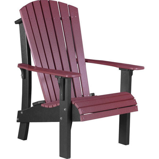 LuxCraft LuxCraft Cherry wood Royal Recycled Plastic Adirondack Chair Cherry wood On Black Adirondack Deck Chair RACCWB