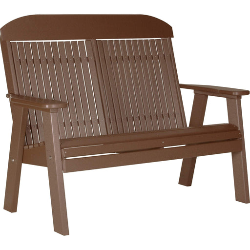 LuxCraft LuxCraft Chestnut Brown 4' Classic Highback Recycled Plastic Bench Chestnut Brown Bench 4CPBCBR