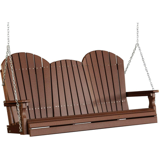 LuxCraft LuxCraft Chestnut Brown Adirondack 5ft. Recycled Plastic Porch Swing Chestnut Brown / Adirondack Porch Swing Porch Swing 5APSCBR