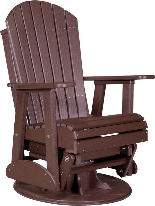 LuxCraft Luxcraft Chestnut Brown Adirondack Recycled Plastic Swivel Glider Chair Chestnut Brown Glider Chair 2ARSCWestnutBrown