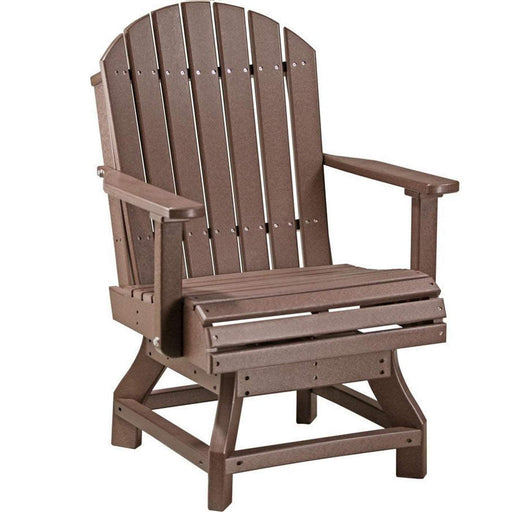 LuxCraft LuxCraft Chestnut Brown Recycled Plastic Adirondack Swivel Chair Chestnut Brown / Bar Chair Adirondack Chair PASCBCBR