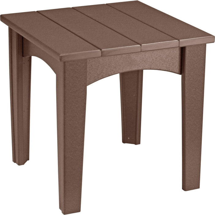 LuxCraft LuxCraft Chestnut Brown Recycled Plastic Island End Table With Cup Holder Chestnut Brown Accessories IETCBR