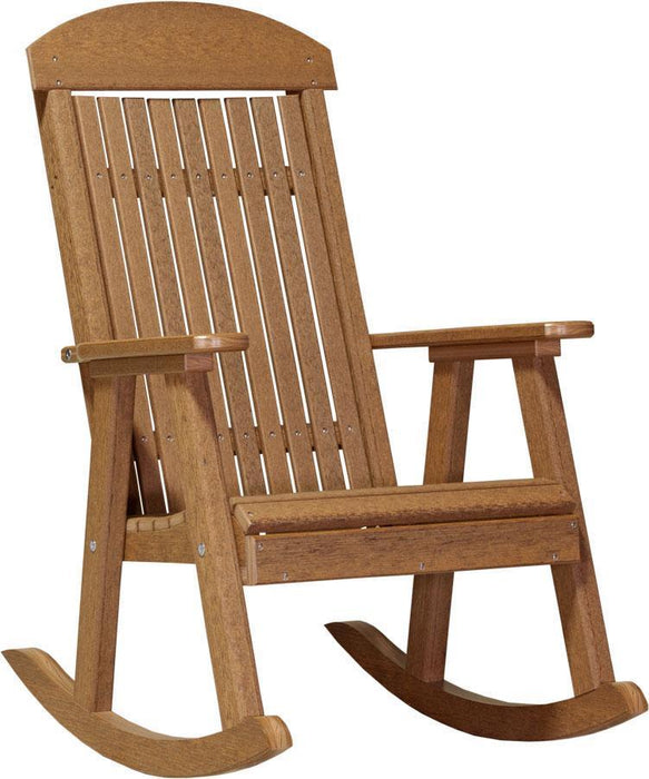 LuxCraft LuxCraft Classic Traditional Recycled Plastic Porch Rocking Chair (2 Chairs) Antique Mahogany Rocking Chair PPRAM