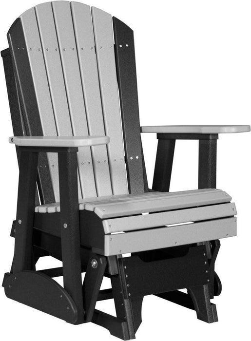 LuxCraft LuxCraft Dove Gray Adirondack Recycled Plastic 2 Foot Glider Chair Dove Gray on Black Glider Chair 2APGDGB