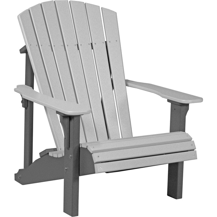 LuxCraft LuxCraft Dove Gray Deluxe Recycled Plastic Adirondack Chair With Cup Holder Dove Gray On Slate Adirondack Deck Chair PDACDGS