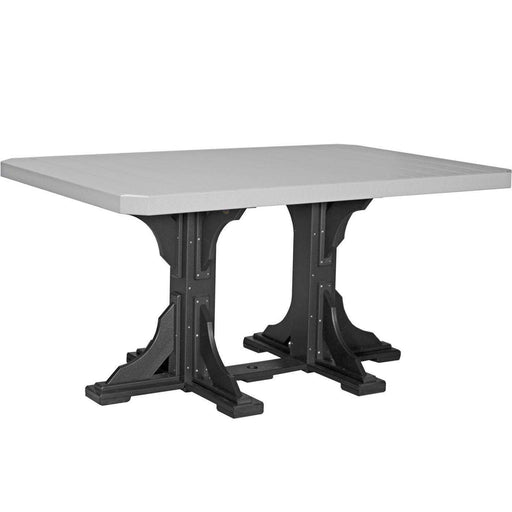 LuxCraft LuxCraft Dove Gray Recycled Plastic 4x6 Rectangular Table With Cup Holder Dove Gray On Black / Bar Tables P46RTBDGB