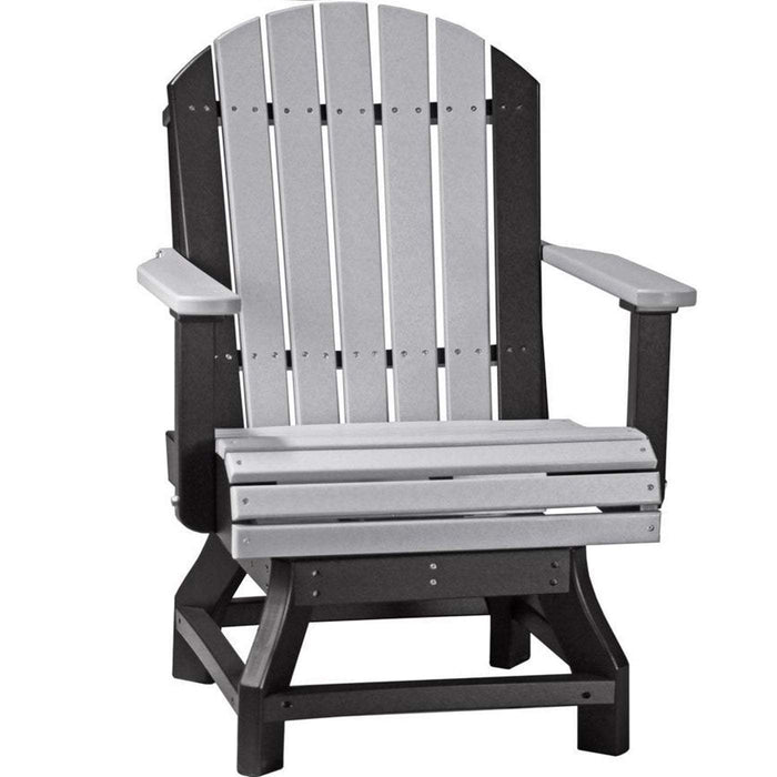 LuxCraft LuxCraft Dove Gray Recycled Plastic Adirondack Swivel Chair Dove Gray On Black / Bar Chair Adirondack Chair PASCBDGB