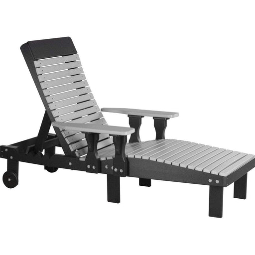 LuxCraft LuxCraft Dove Gray Recycled Plastic Lounge Chair With Cup Holder Dove Gray On Black Adirondack Deck Chair PLCDGB