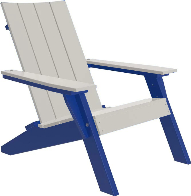 LuxCraft Luxcraft Dove Gray Urban Adirondack Chair Dove Gray on Blue Adirondack Deck Chair UACDGBL