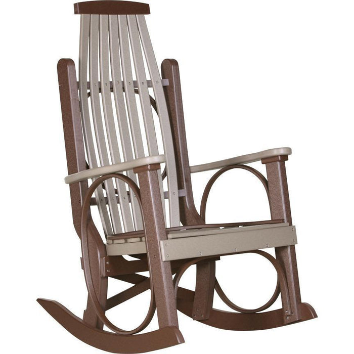 LuxCraft LuxCraft Grandpa's Recycled Plastic Rocking Chair (2 Chairs) Weather Wood On Chestnut Brown Rocking Chair PGRWWCBR