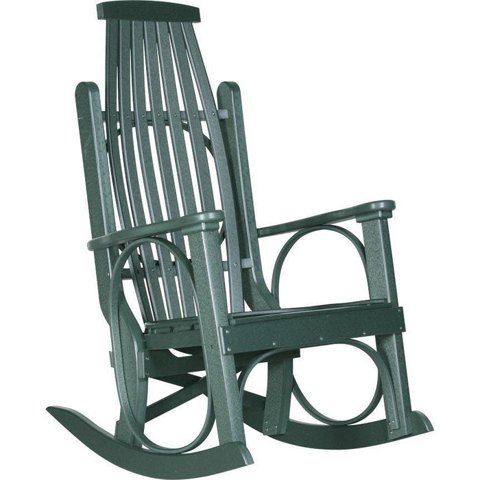 LuxCraft LuxCraft Grandpa's Recycled Plastic Rocking Chair (2 Chairs) With Cup Holder Green Rocking Chair PGRG