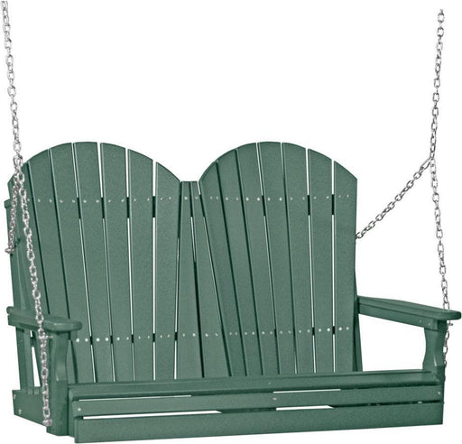 LuxCraft LuxCraft Green Adirondack 4ft. Recycled Plastic Porch Swing With Cup Holder Green / Adirondack Porch Swing Porch Swing 4APSG