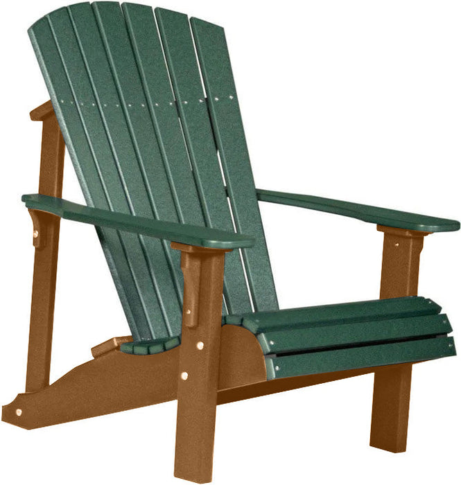 LuxCraft LuxCraft Green Deluxe Recycled Plastic Adirondack Chair Green on Antique Mahogany Adirondack Deck Chair