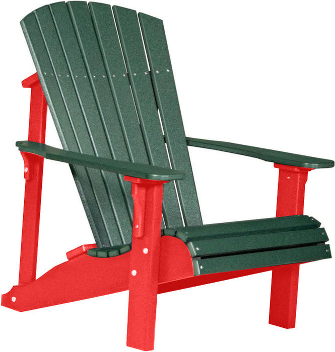 LuxCraft LuxCraft Green Deluxe Recycled Plastic Adirondack Chair Green on Black Adirondack Deck Chair PDACGB