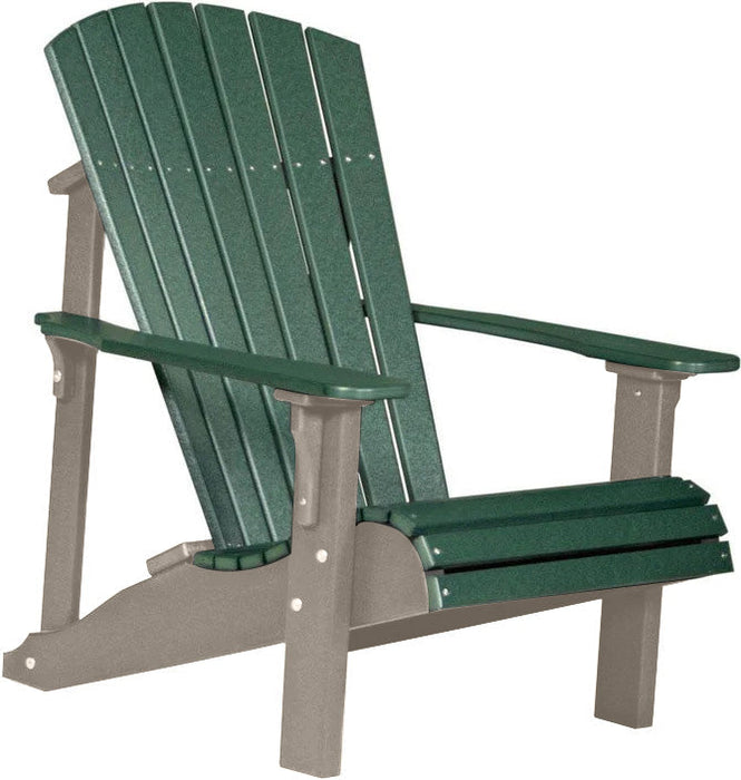 LuxCraft LuxCraft Green Deluxe Recycled Plastic Adirondack Chair Green on Black Adirondack Deck Chair PDACGB