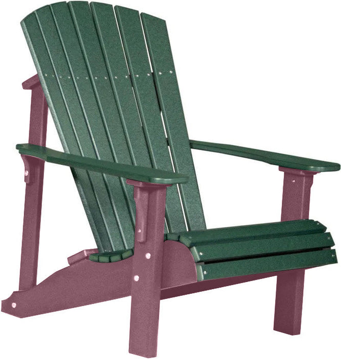 LuxCraft LuxCraft Green Deluxe Recycled Plastic Adirondack Chair Green on Cherry Wood Adirondack Deck Chair PDACGCW