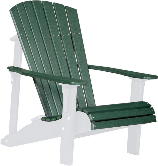 LuxCraft LuxCraft Green Deluxe Recycled Plastic Adirondack Chair Green on White Adirondack Deck Chair PDACGWH